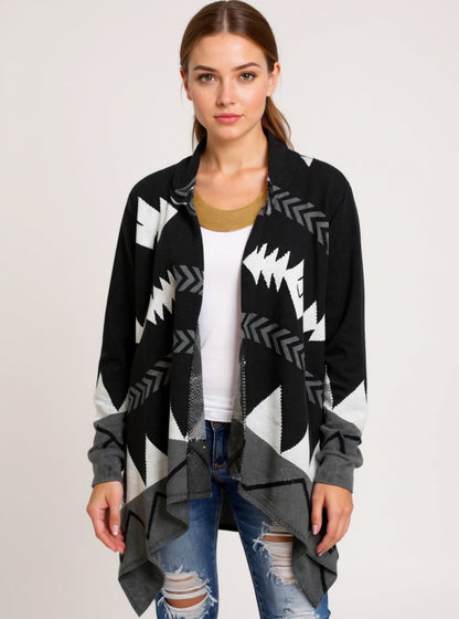 Geometric Knit Longline Cardigan, view 2